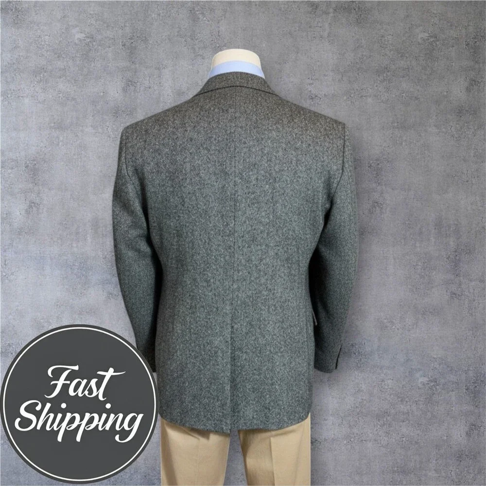 Vintage BARRINGTON TWEED WOOL Men's 44S Gray Blazer Sport Coat Two Button Jacket